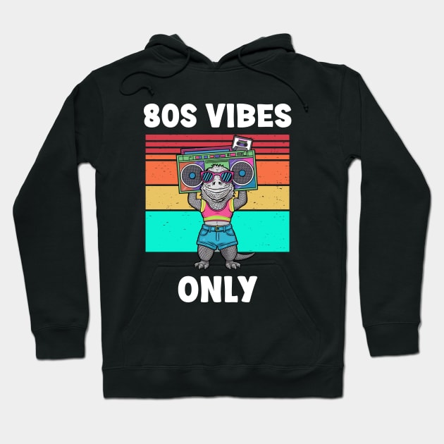 Funny Lizard 80s Vibes Only Hoodie by Montony